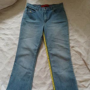 Gloria Vanderbilt Jeans 12 Long High Rise wide Leg Jeans raw hem